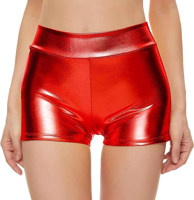 Fitting High-Waist Nightclub Shorts Sexy Shinyleather Pants 13