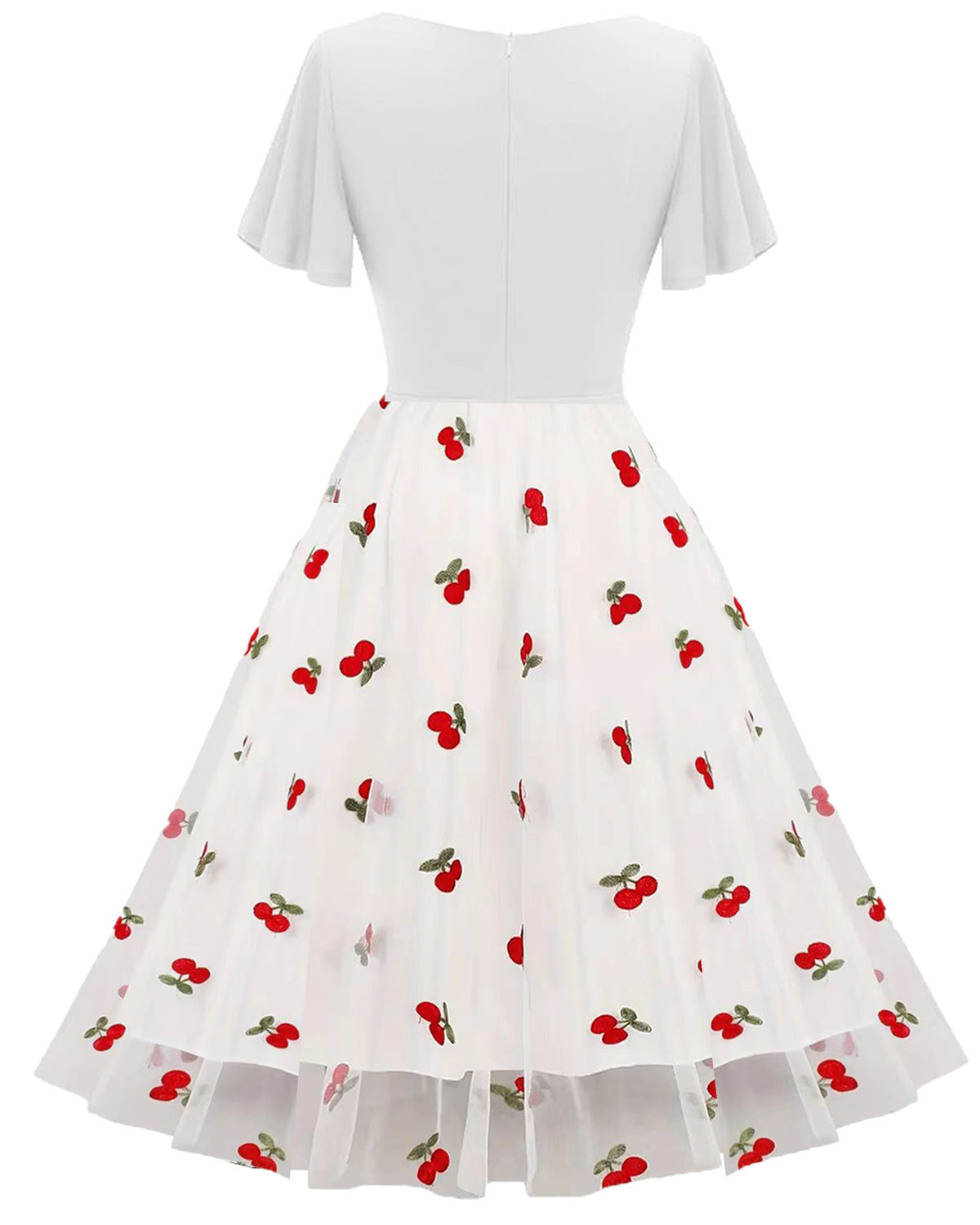 Summer Wear Embroidered Mesh Patchwork Midi A-Line Dress Women's Clothing 5