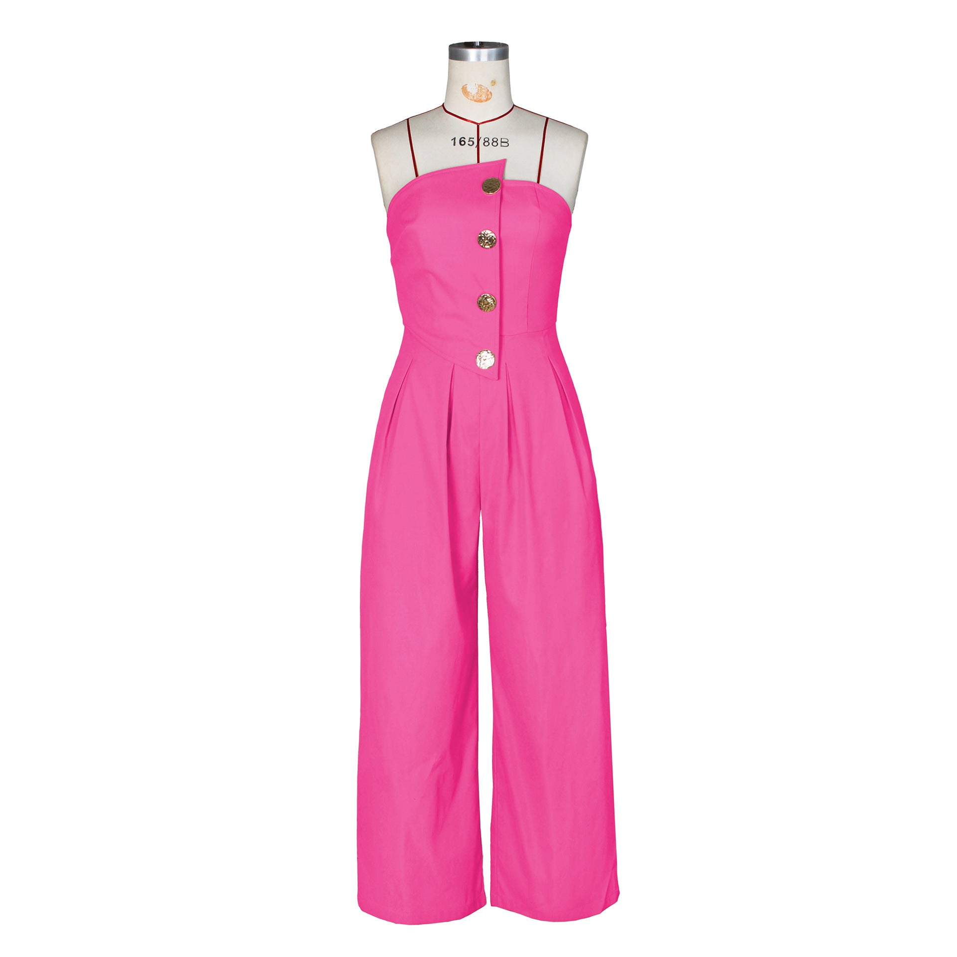 Summer Strapless Metal Button Wide-Leg Jumpsuit 21