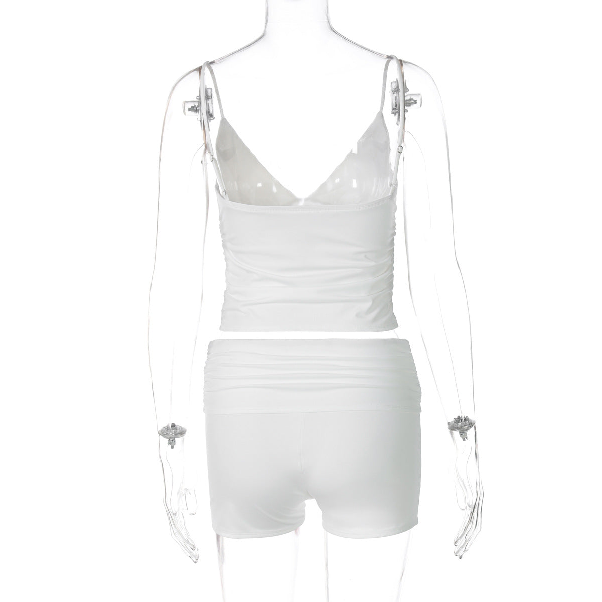 Women's Summer Solid Color Tank Top Butt-Lifting Shorts Sportswear Set 10