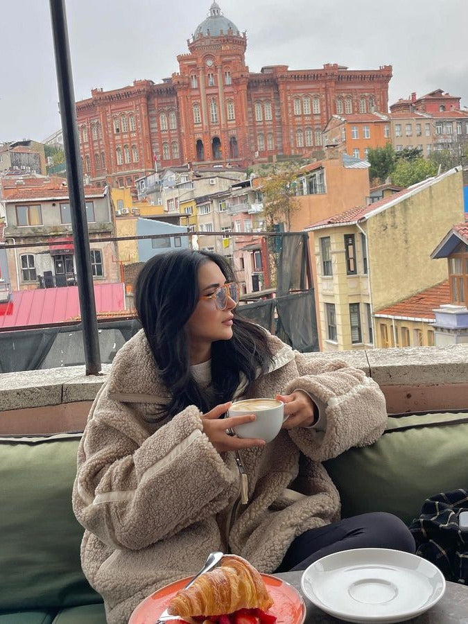 Women Autumn and Winter Loose Furry Style Casual Zipper Jacket 5