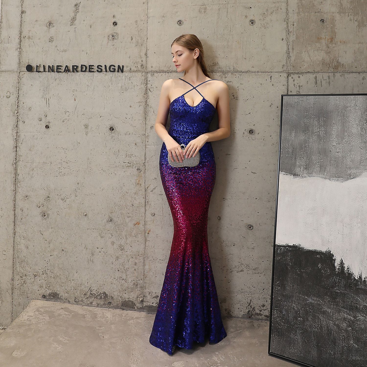 Long Formal Party Slim Fit Fishtail Dress Elegant Sequin Mermaid Evening Party Dress 12