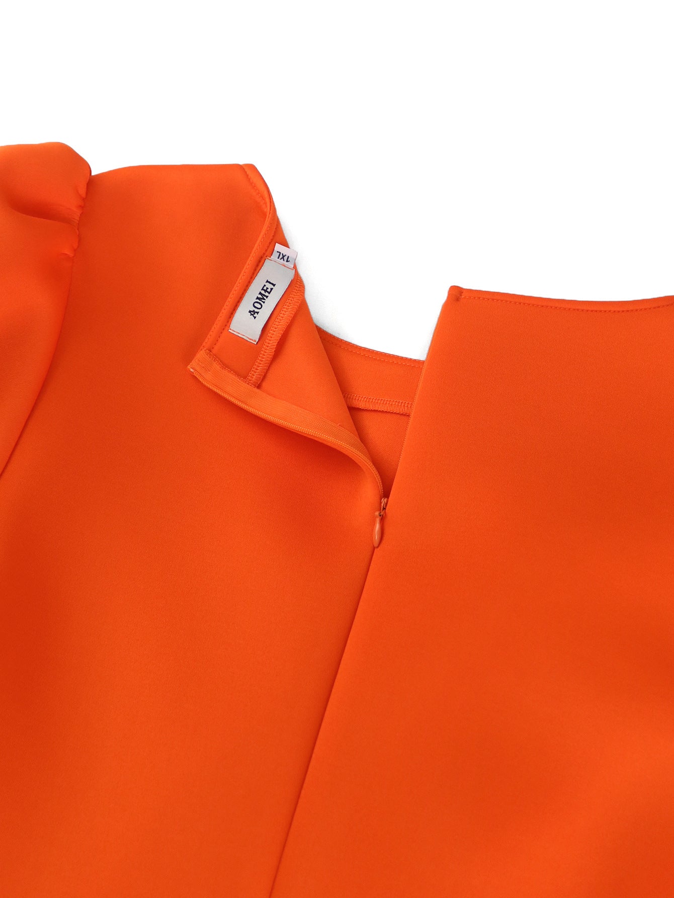 Elegant Puff Sleeve Round Neck Dress Bow Accent High Waist Party Gown 11