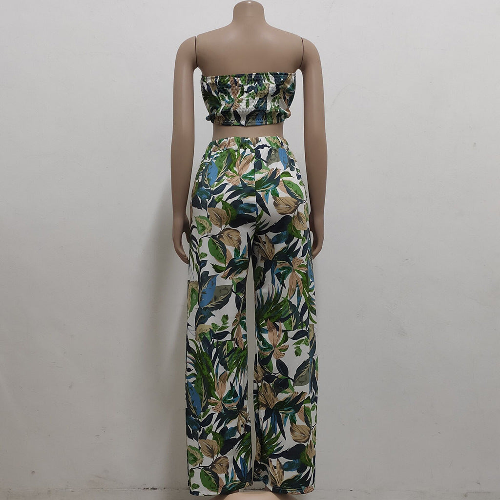 Women?ÿSexy?ÿCrop?ÿTop?ÿand?ÿHigh?ÿWaist?ÿLeaf?ÿPrint?ÿLoose?ÿTwo?ÿPiece?ÿPants?ÿSet 7