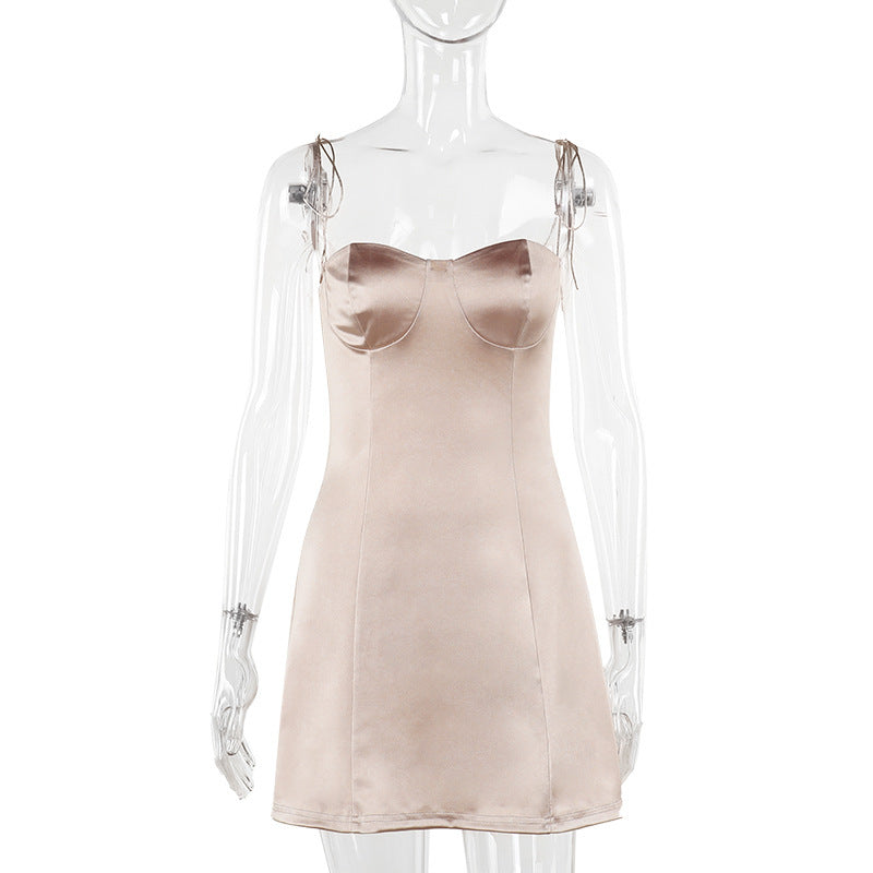 Women Sexy Plunging Lace-Up Strap Dress 6