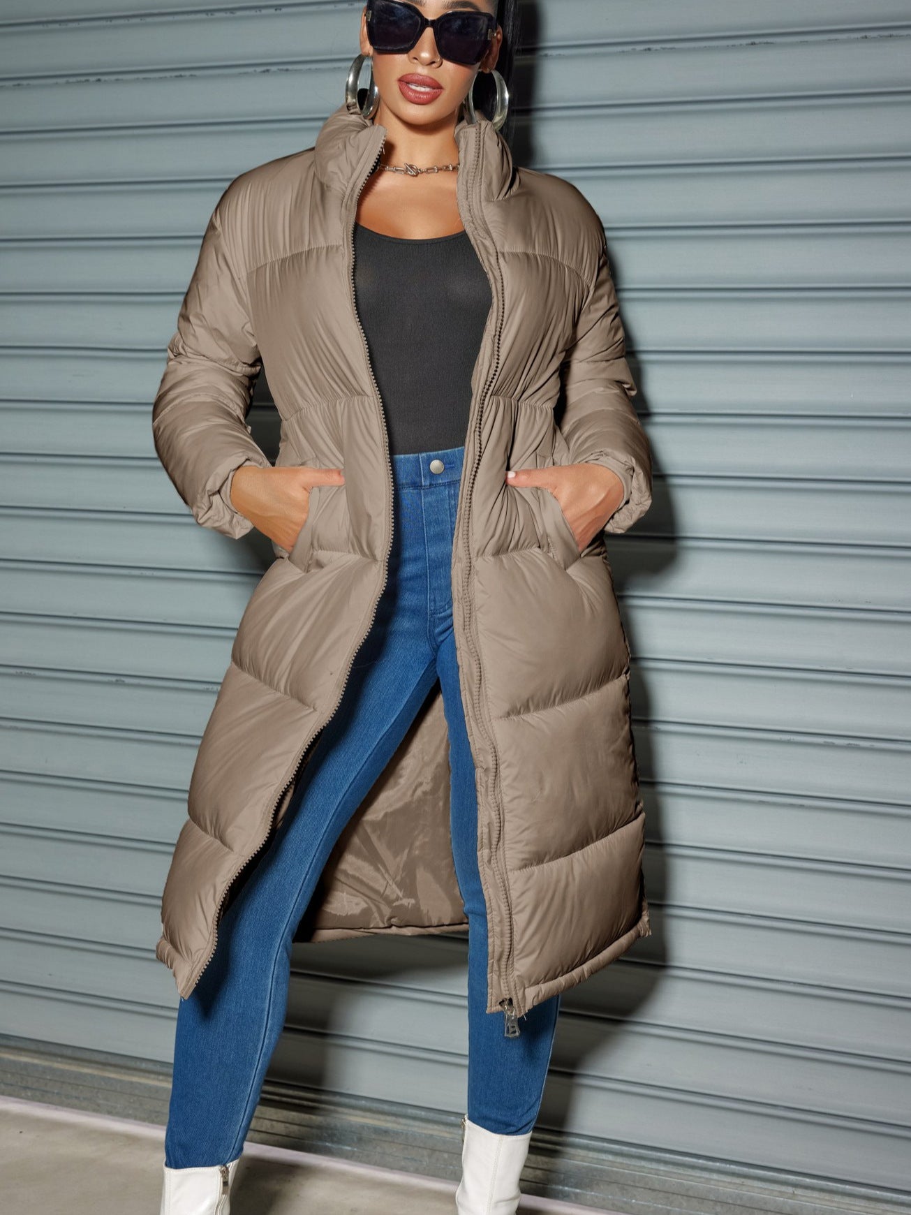 Winter Women Cotton-padded long Jacket Women Fashion Zipper Solid Color Warm Coat 7