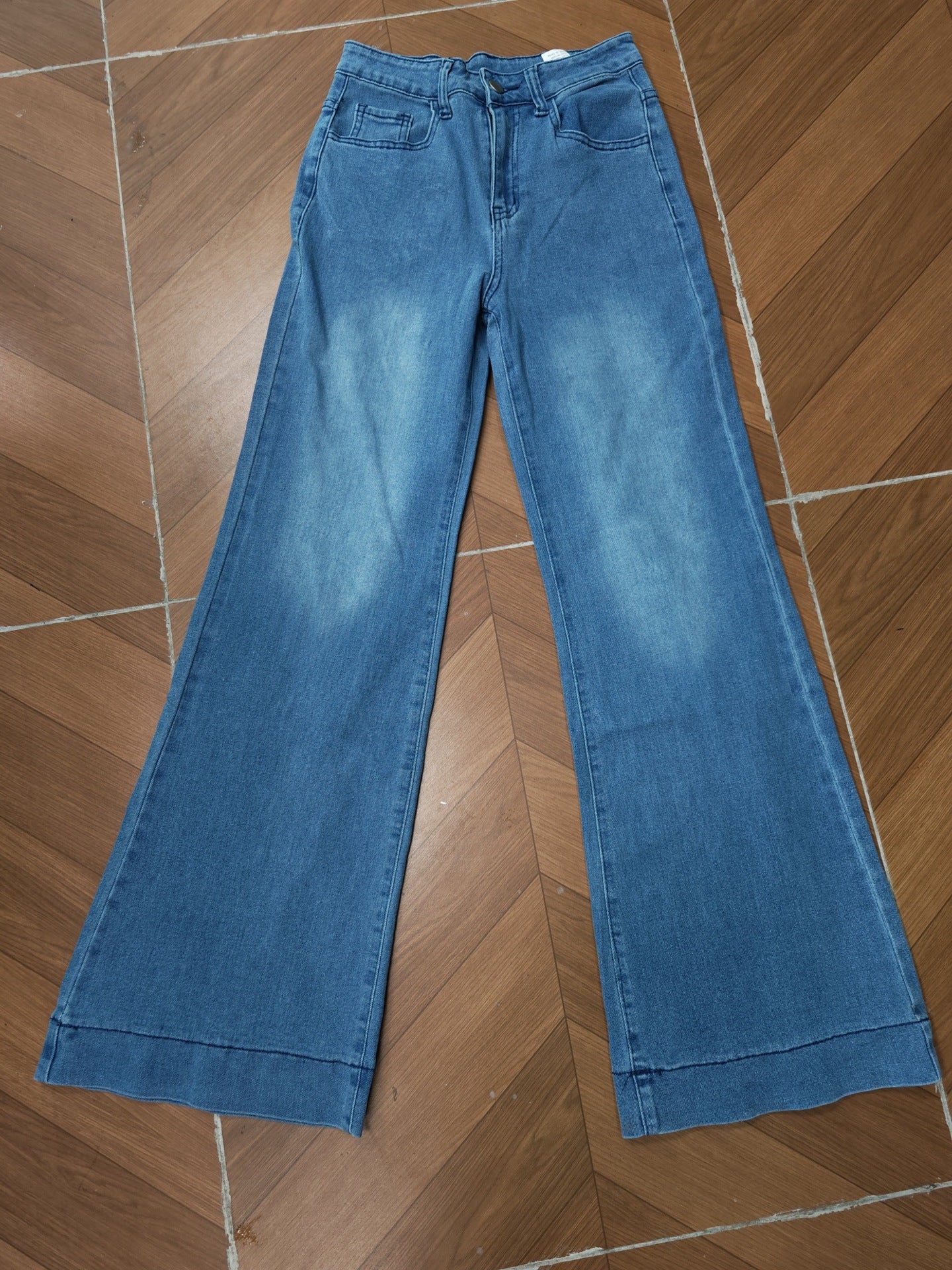 Slim Fit Stretch Mid Waist Bell Bottom Denim Pants Plus Size Women's Stretchy Mid Rise Jeans 13