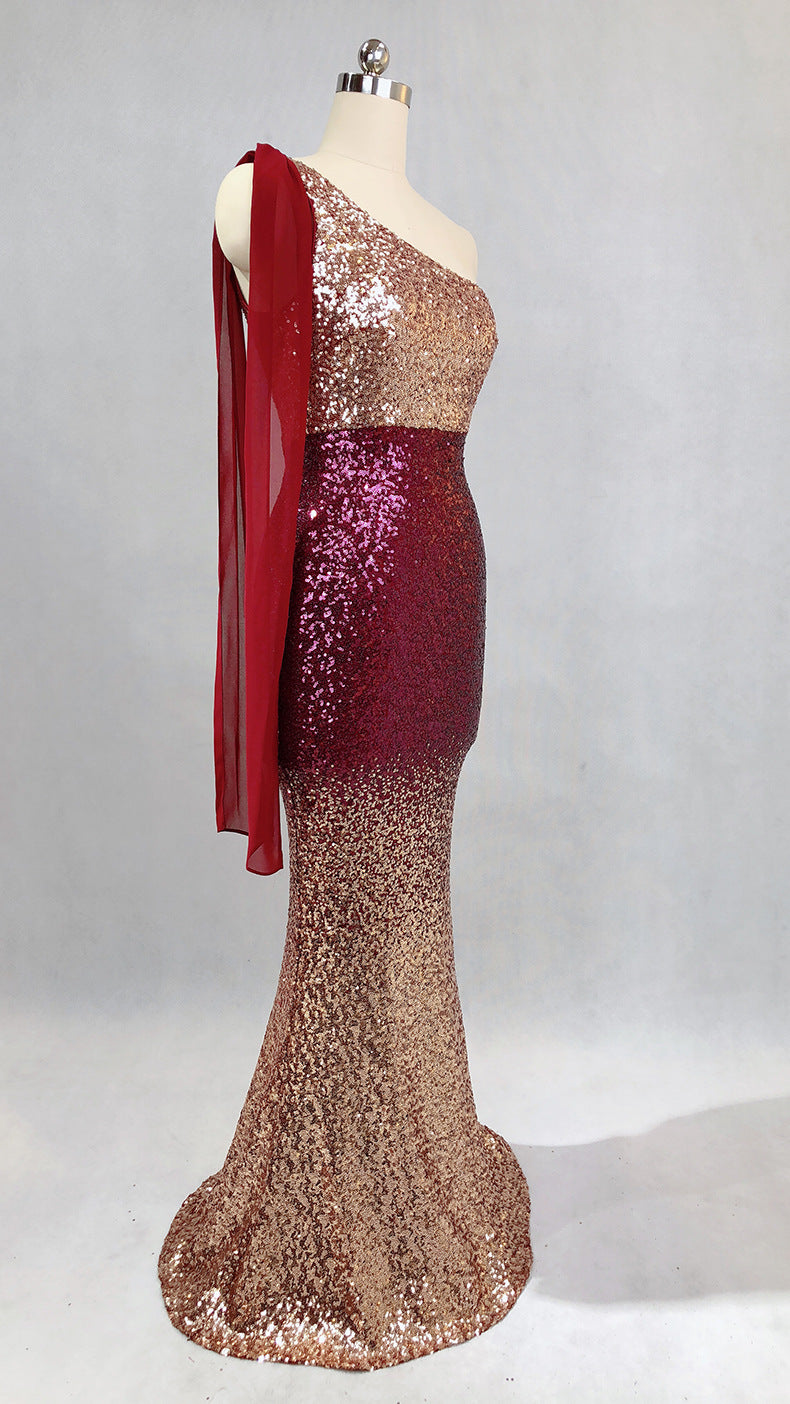 Women Gradient Sequins Formal Party Maxi Mermaid Evening Dress 15