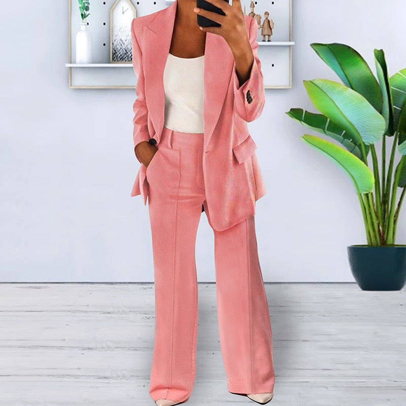 Spring/Summer Fashion Turn-Down Collar Blazer Pants Set 30