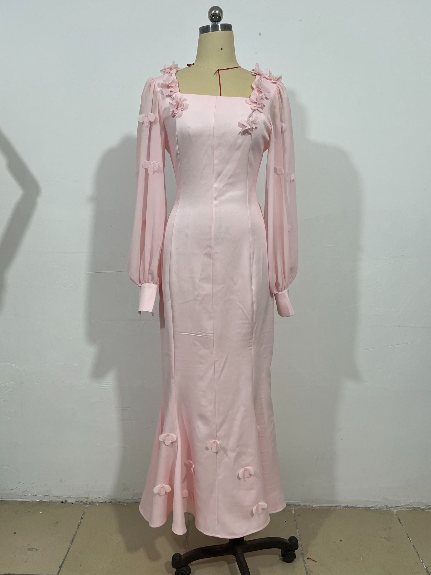 Women Spring Flower Casual Long Sleeve Maxi Dress 5