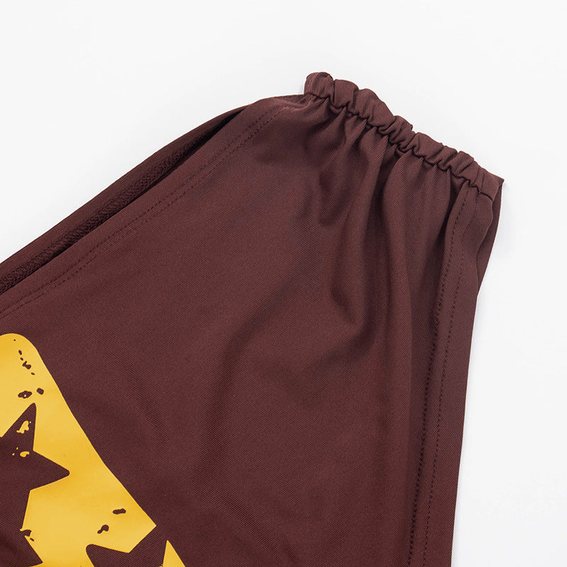 Women Spring Summer Sexy Slash Shoulder Print Top and Cropped Pants Two Piece Set 14