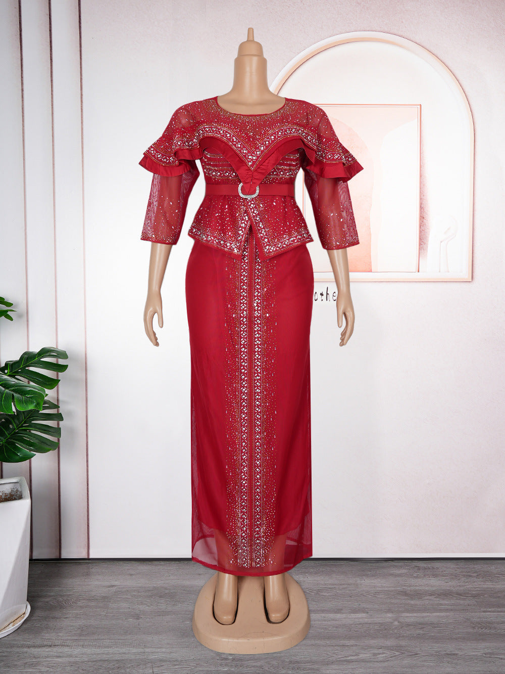 African Women's Clothing Sexy Beaded Dress 7