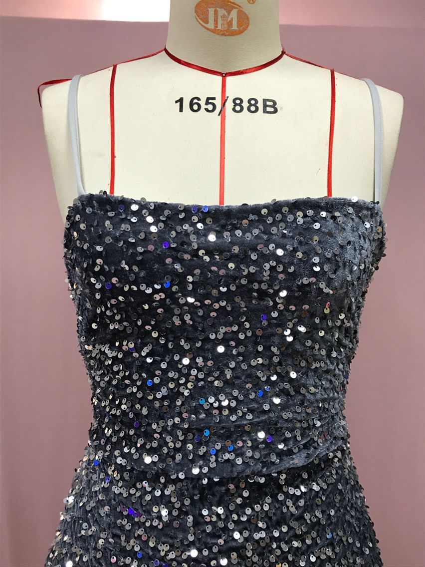 Women French Sequin Backless Bodycon Dress 22