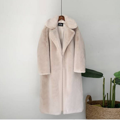 Winter Fashion Solid Fur Long Coat Women Cotton Pad Warm Fur Coat 14