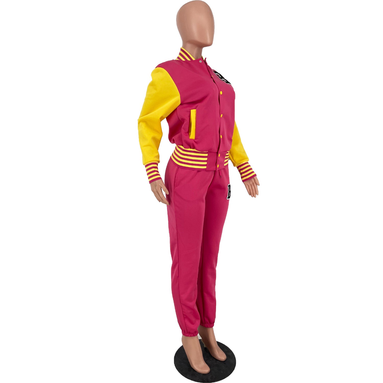 Women Letter Baseball Jacket and Pant Two-Piece Set 20