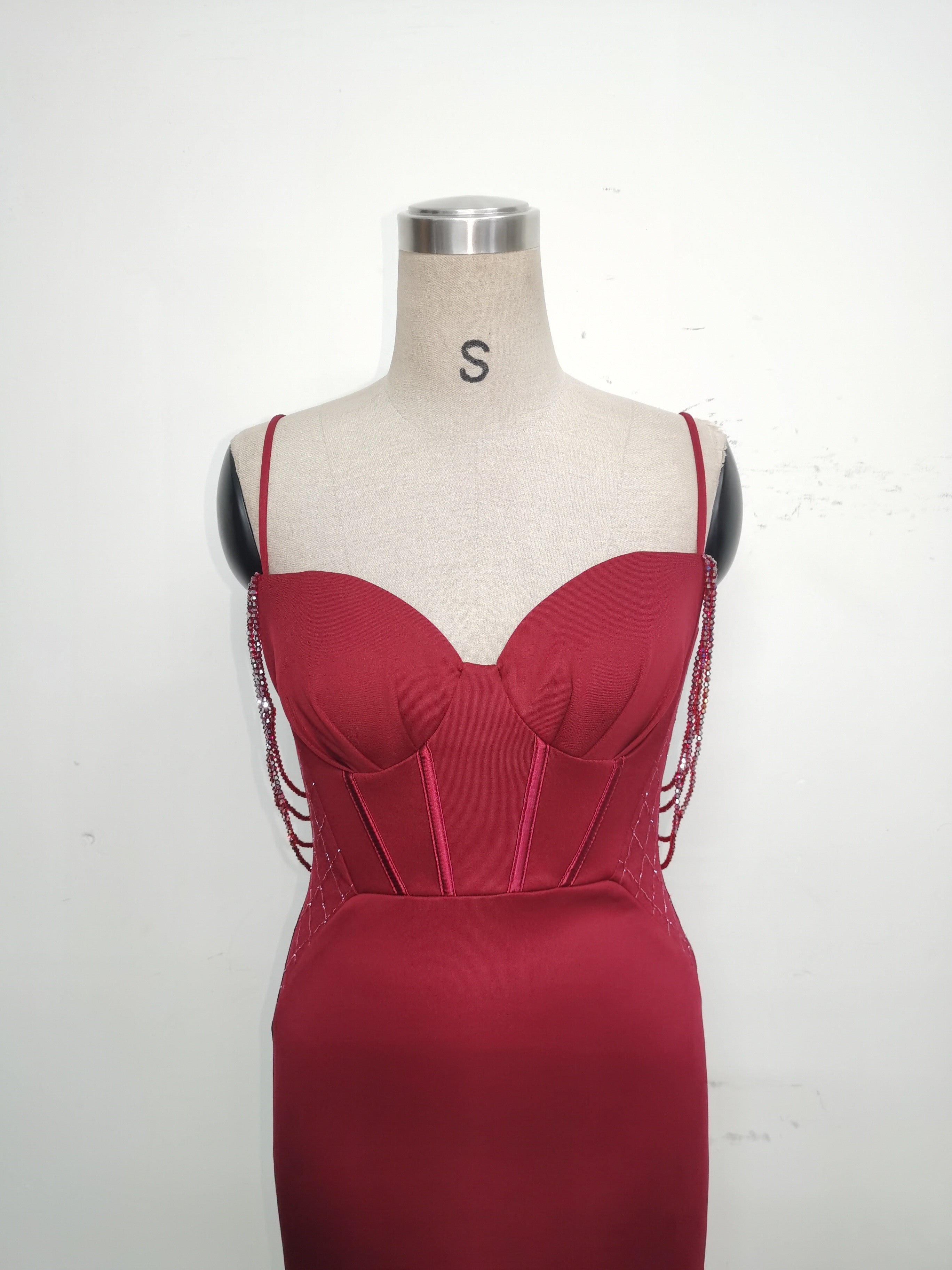 Women Fishbone Lace Sequin Wedding Fishtail Evening Dress 29