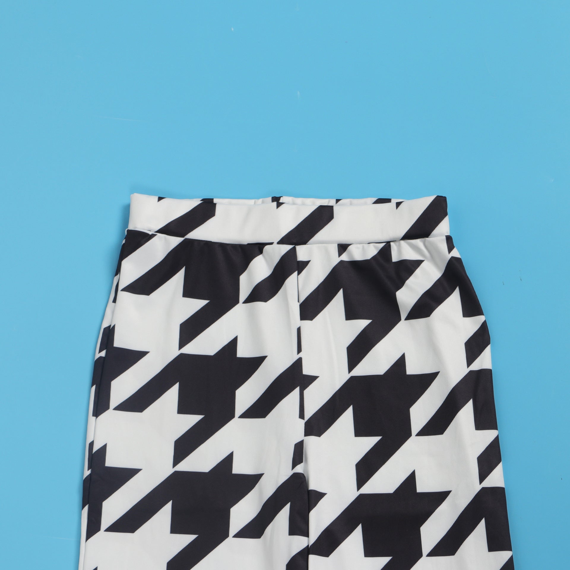 Women Printed Plaid Lace-Up Slash Shoulder Top and Pant Two-piece Set 19