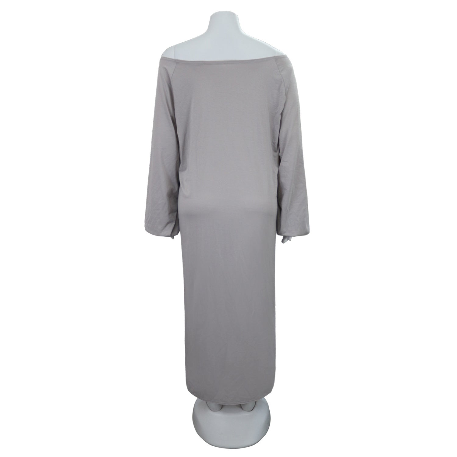 Plus Size Women Solid Off Shoulder Loose Dress 23