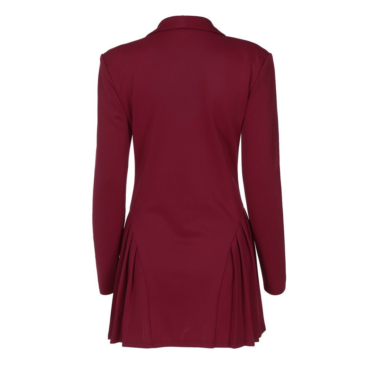 Women Solid Sexy V Neck Turndown Ruffled Dress 14