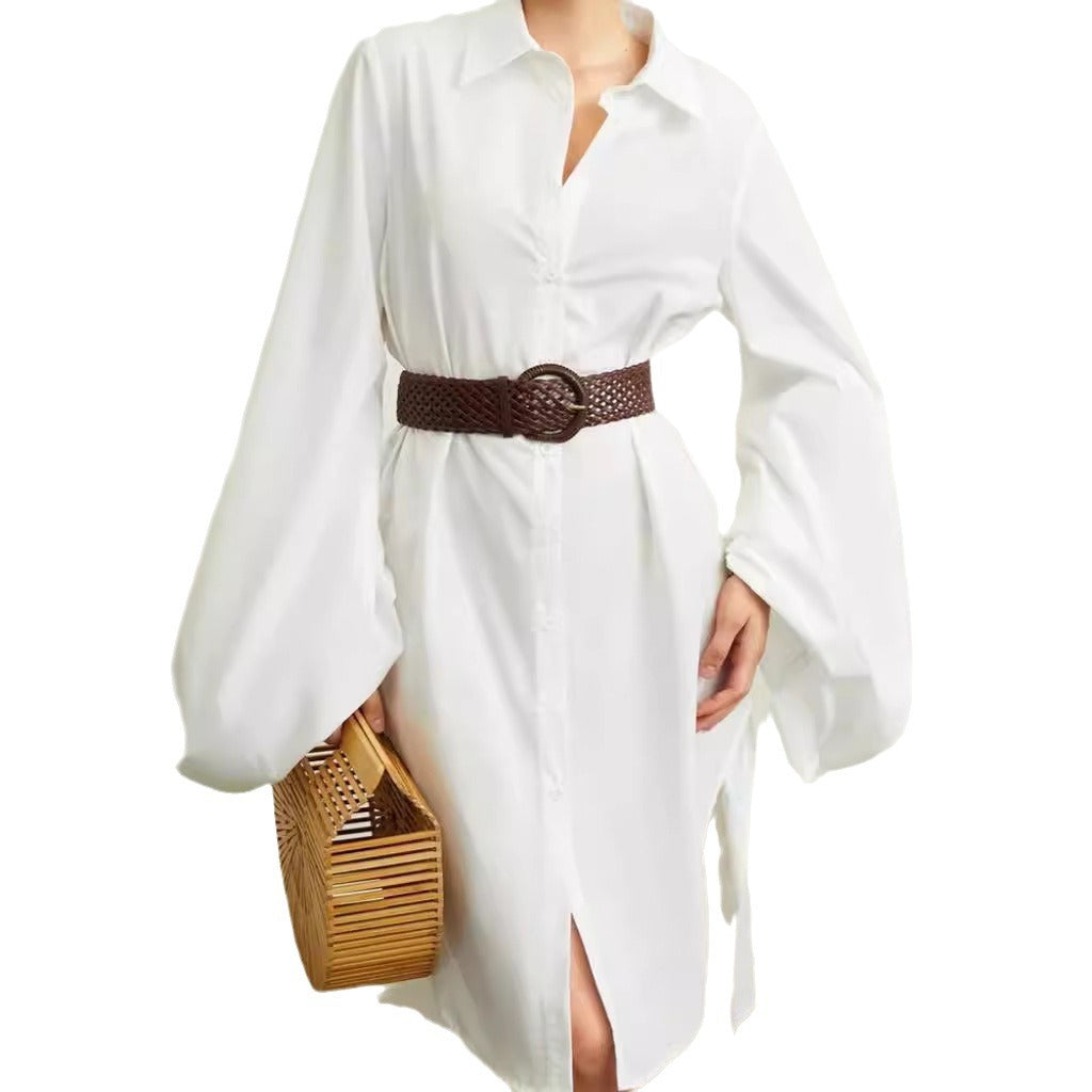 Autumn And Winter Women's Loose Long Sleeve Shirt Dress 6