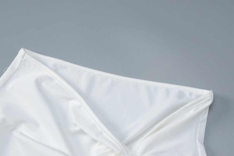 Women autumn sexy long-sleeved v-neck Top and high-waist slit Skirt two-piece set 12