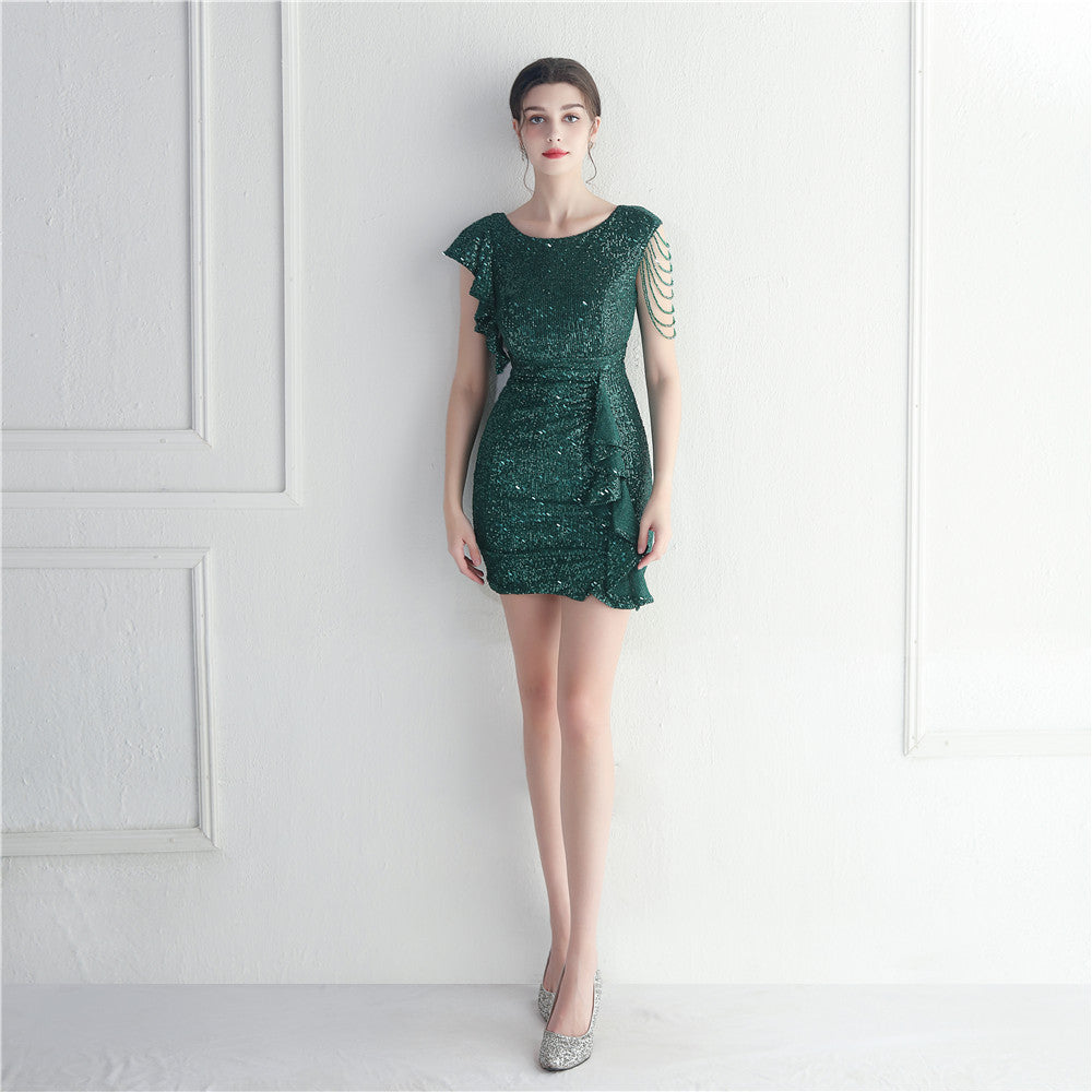 Beaded Sequin Nightclub Party Sexy Bodycon Short Dress 7