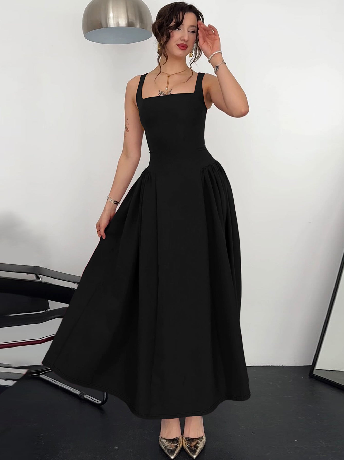 Women's Summer Fashion Sexy Low Back Zipper Slim Waist Strap Dress 6