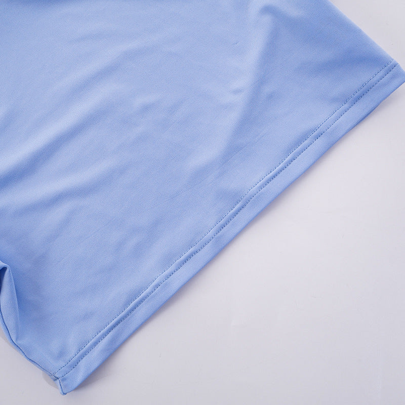 Women's Spring Solid Short Sleeve Crop Two Piece Skirt Set 29