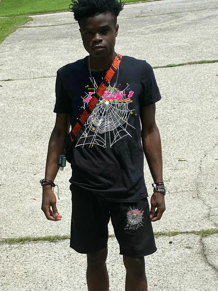 Plus Size Printed T-shirt Set Casual Sleeve Shorts Set 3