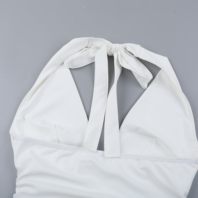 Fashion Deep V Slim Waist Asymmetric Hem Dress 15