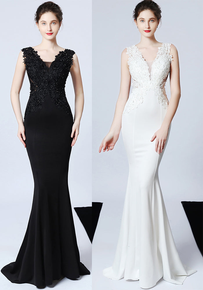 Women Beaded Fishtail Evening Dress