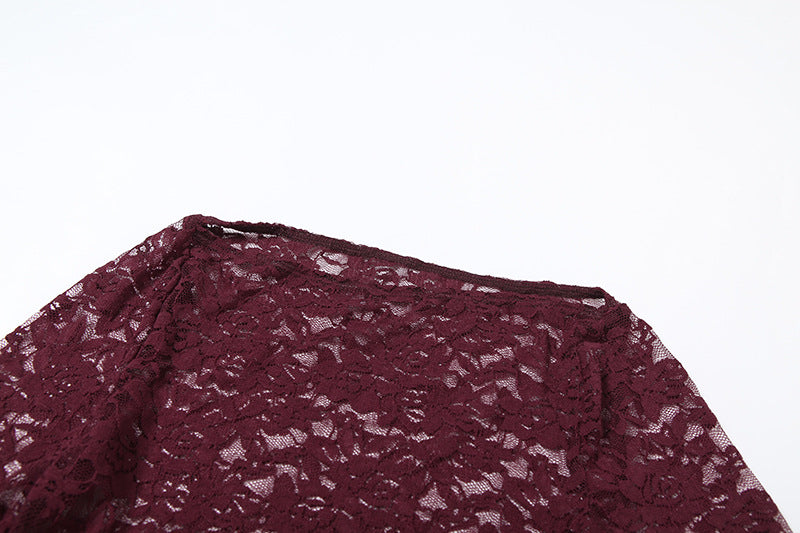 Women's Autumn Sexy Cut-Out Slim Lace Long Sleeve Dress 12