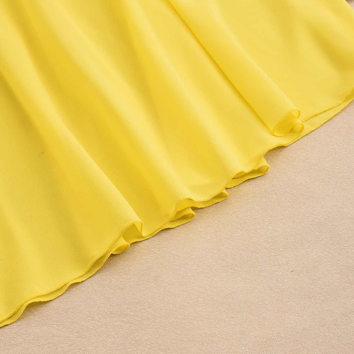 Women sexy cutout sexy top patchwork skirt two-piece set 15