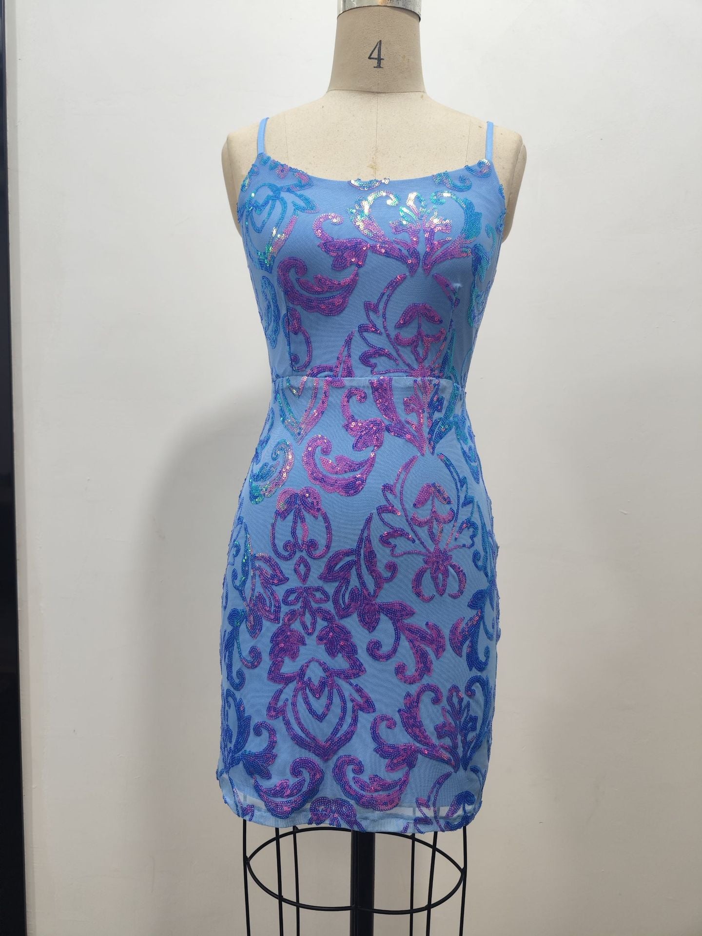 Women Summer Sequin Camisole Beads Sexy Bodycon Dress 6