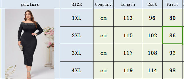 Plus Size Women Sexy Long Sleeve Sequin Off Shoulder Dress 7