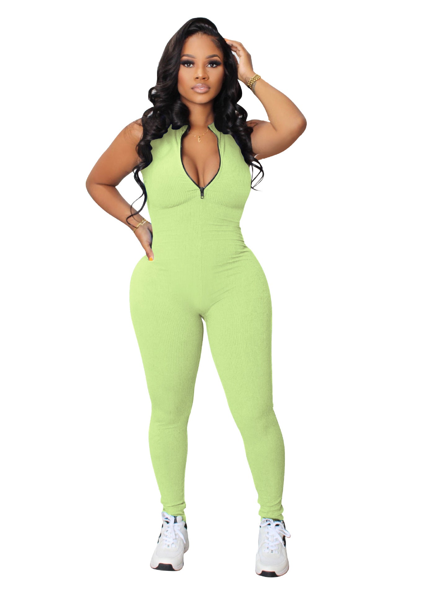Women stretch zipper Jumpsuit 8