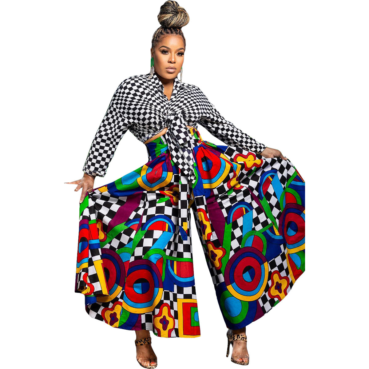 Spring And Autumn Tie-Dye Printed Mid-Waist Wide-Leg Pants 4