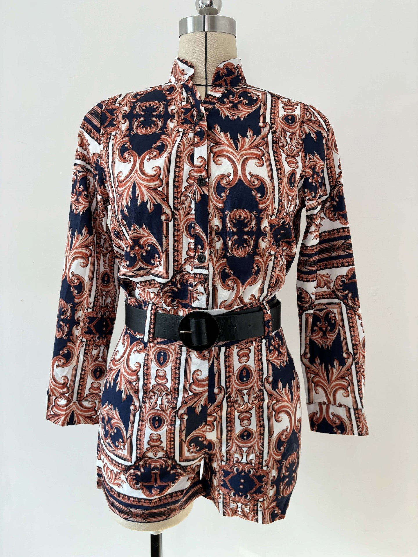 Women's Printed Long Sleeve Shirt Shorts Fashion Women's Two Piece Set 30