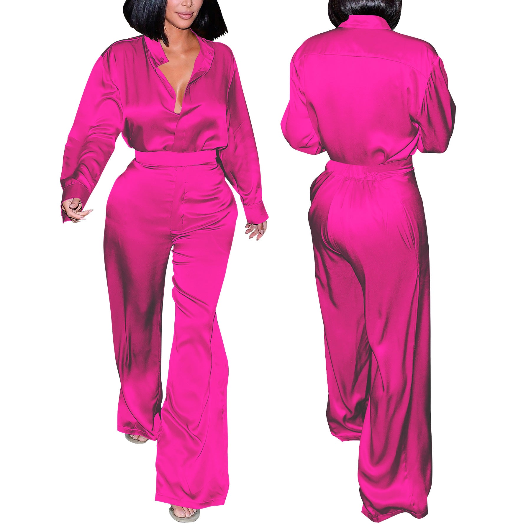 Fashion Women's Long Sleeve Shirt & Pants Set 6