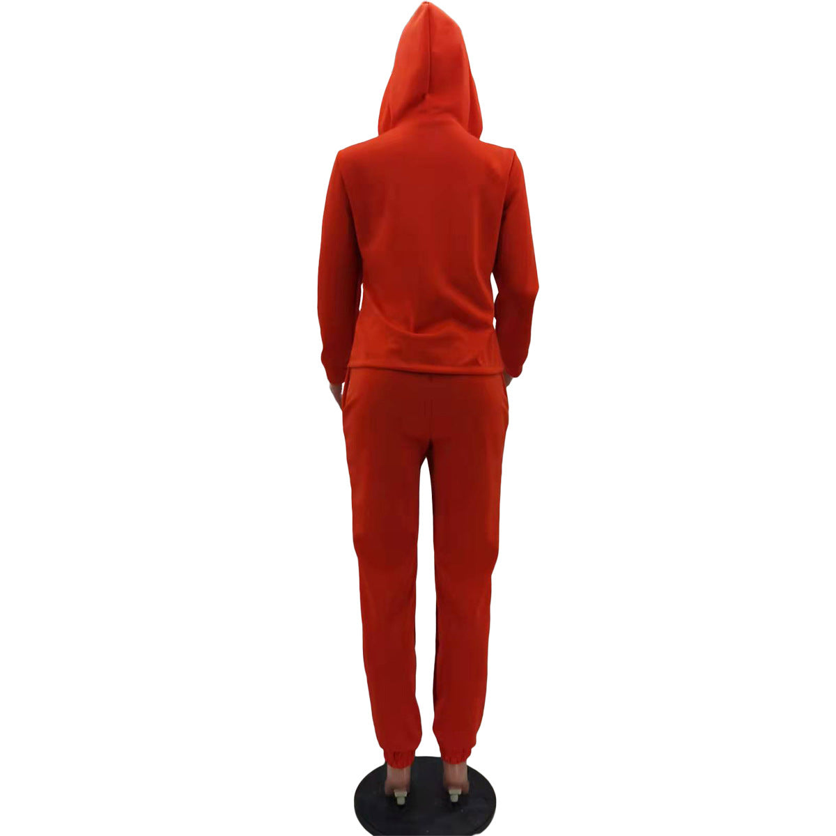 Women's Solid Color Zipper Fashion Casual Sports Two-Piece Pants Set 15