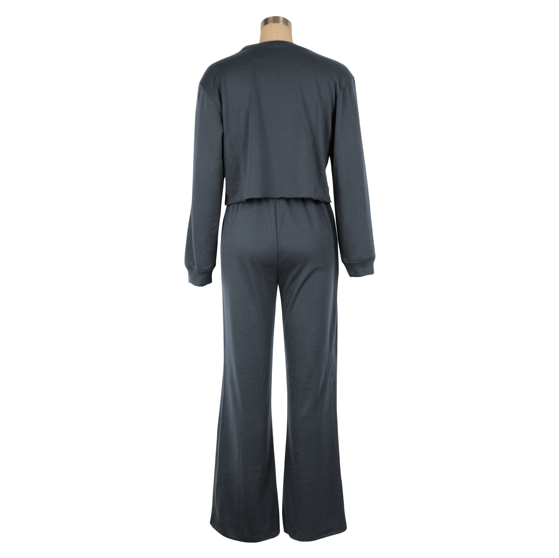 Women Solid Long Sleeve Top and Pant Casual Two-piece Set 24