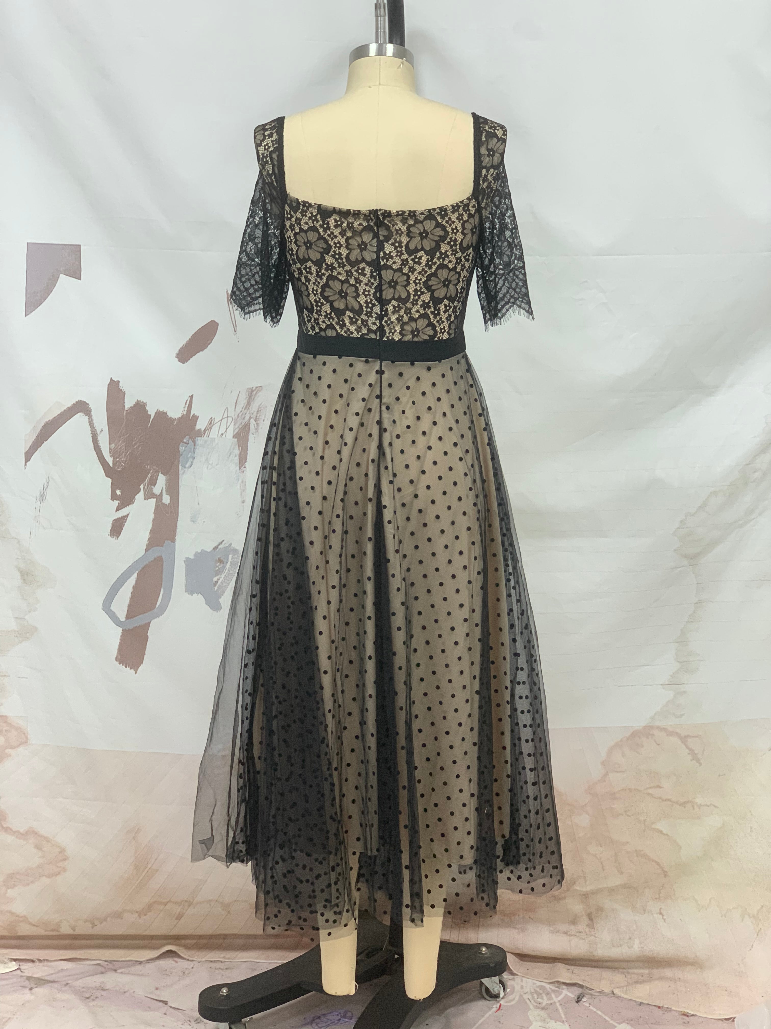 Sexy short-sleeved lace dress summer Low Back Slim Waist dress 10