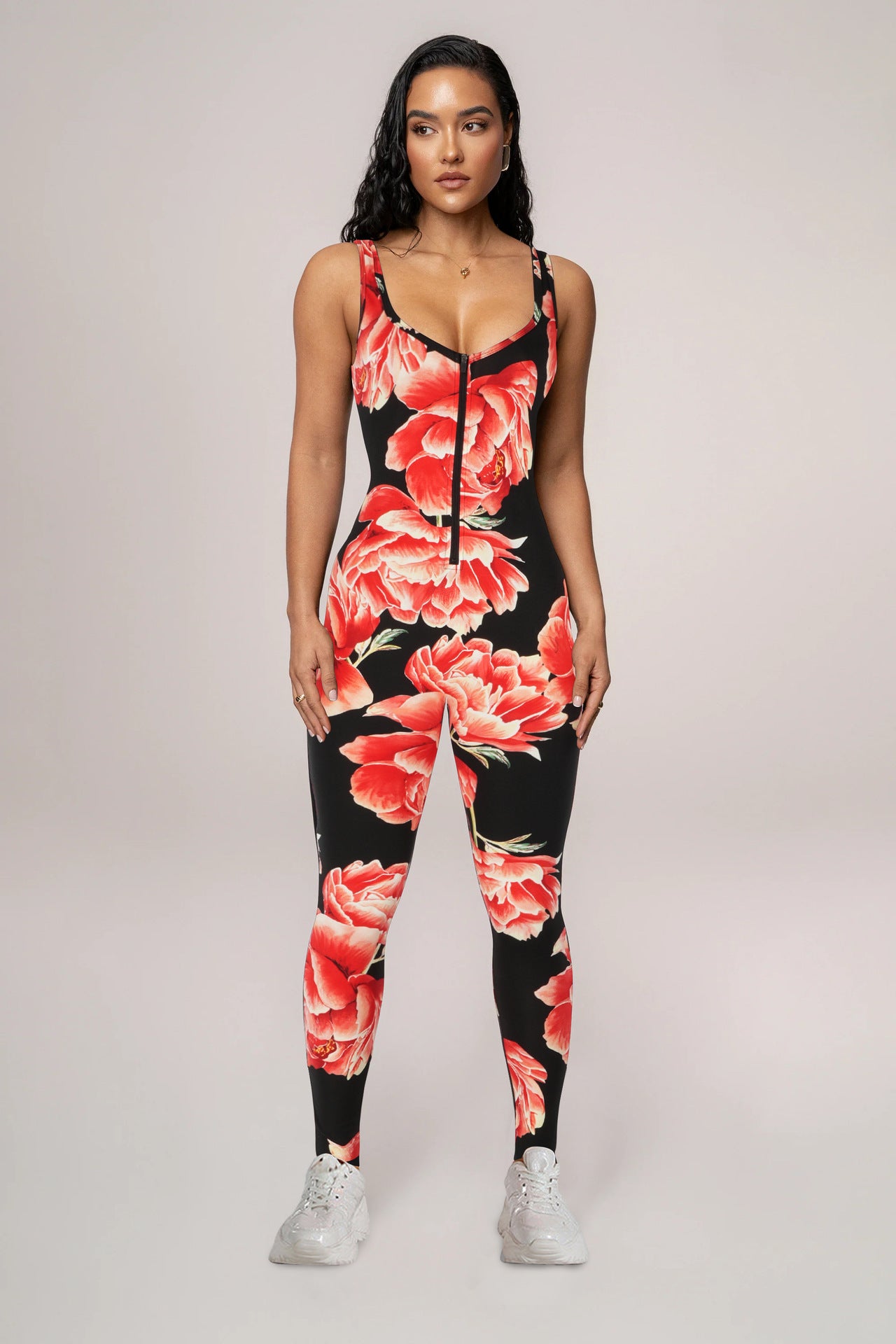 U Neck Print Jumpsuit Fashion Women's Nightclub Wear 5
