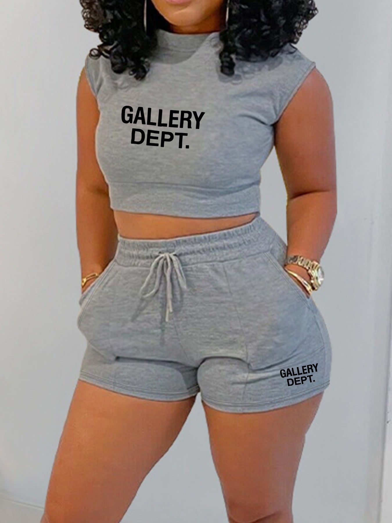 Women's Summer Ladies Solid Color T-Shirt Shorts Sports Casual Style Two Piece Set 8