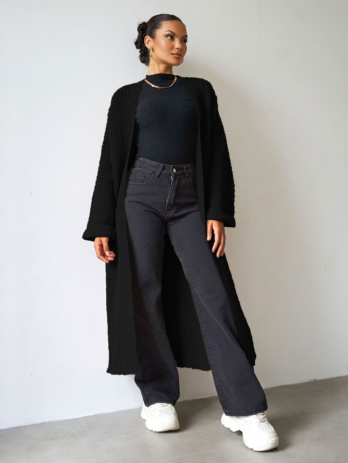 Women's Autumn Winter Casual Loose Coat Women's Long Knitting Cardigan Sweater