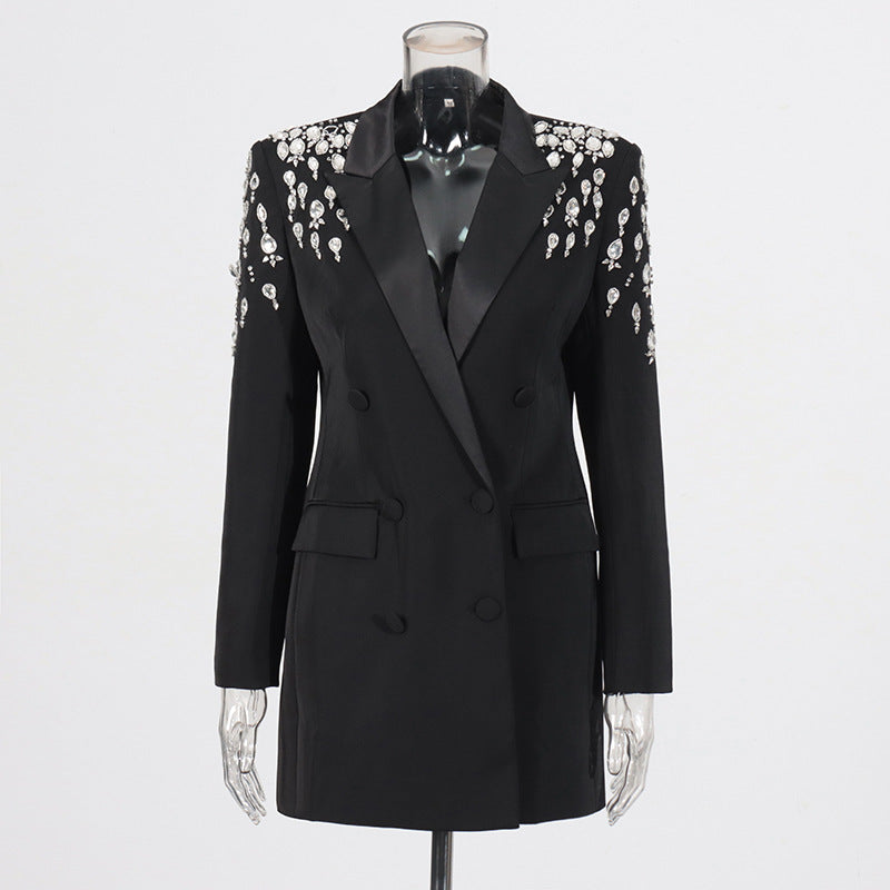 Women V-neck Beaded Diamond Blazer 5
