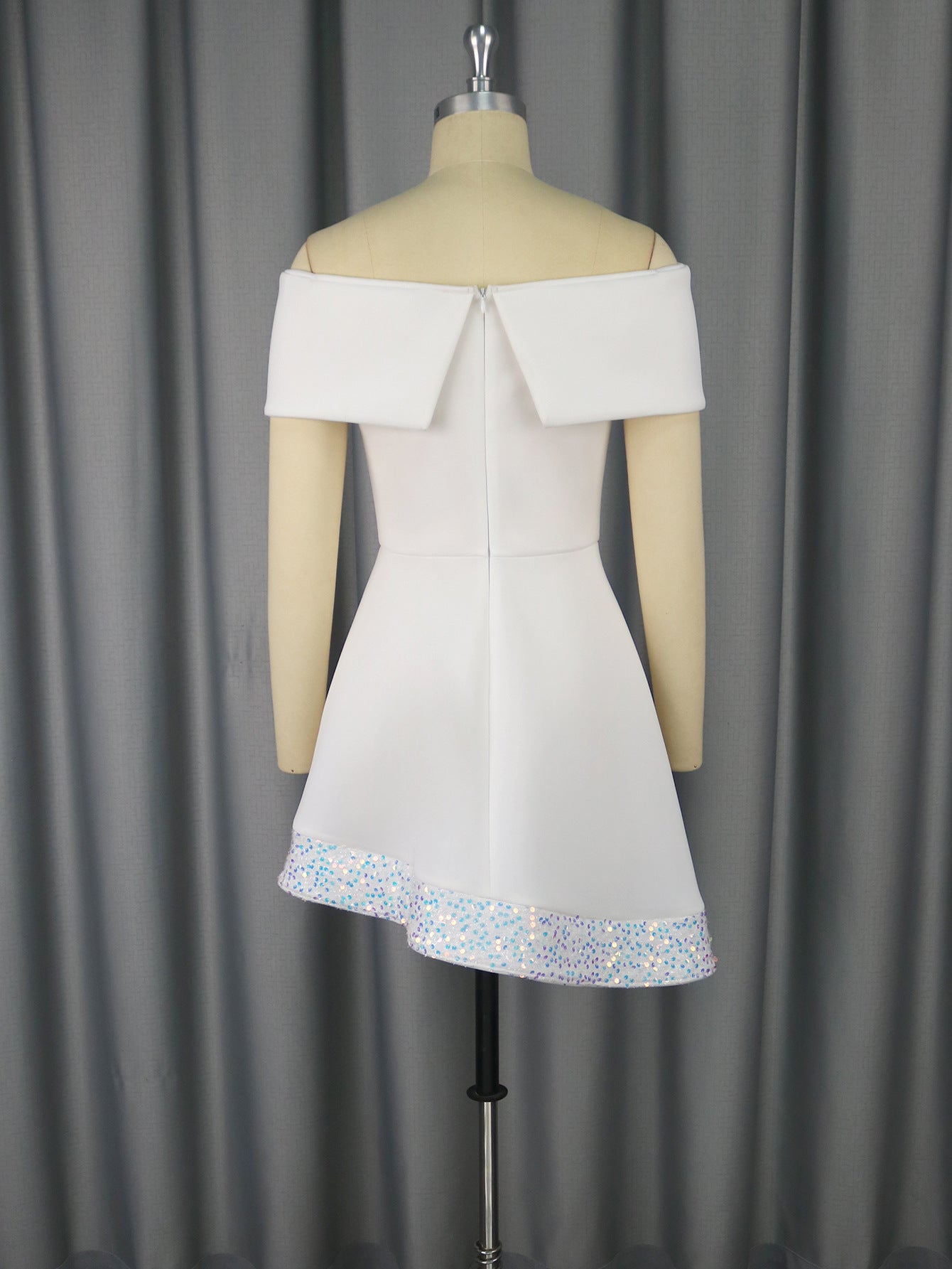 Off-Shoulder Sequin Elegance Cocktail Party Midi Dress 8