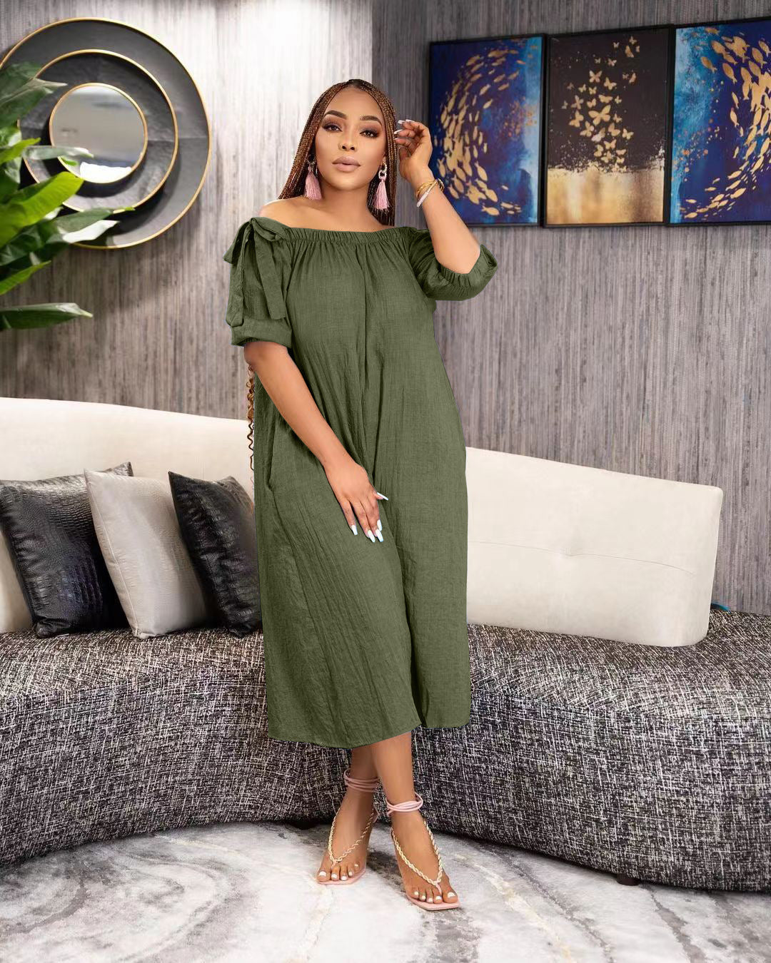 Women'S Loose Off Shoulder Casual Wide Leg Jumpsuit 4