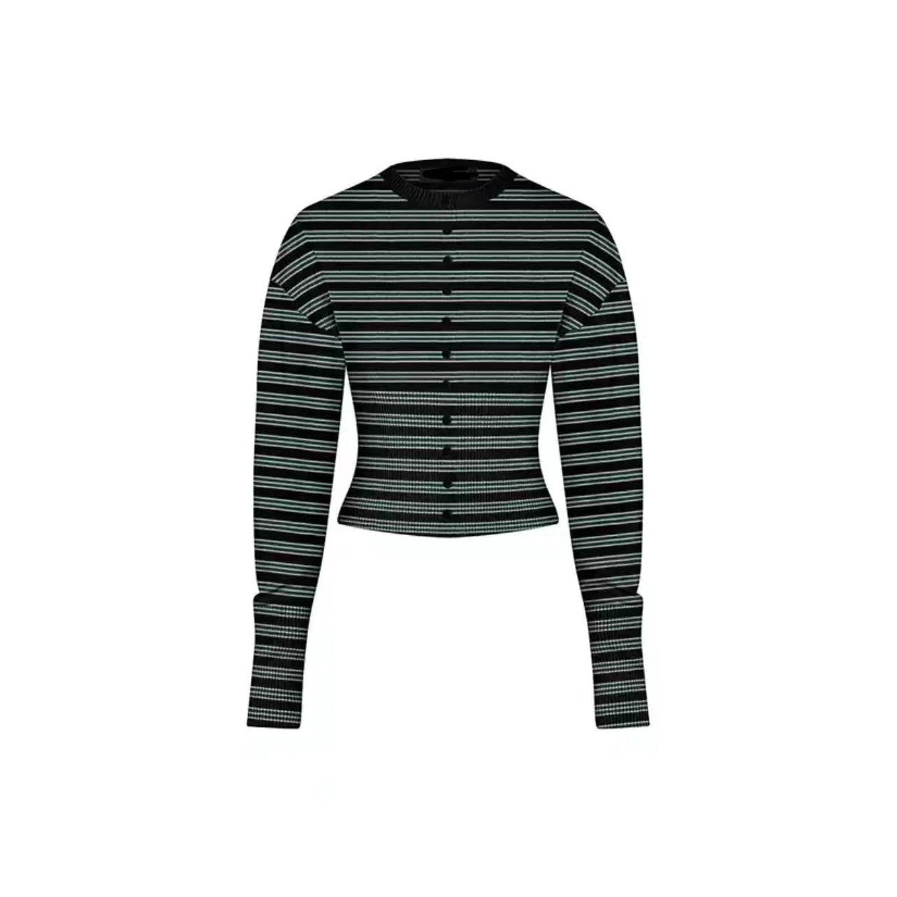 Women striped knitting button-down sweater and shorts two-piece set 12