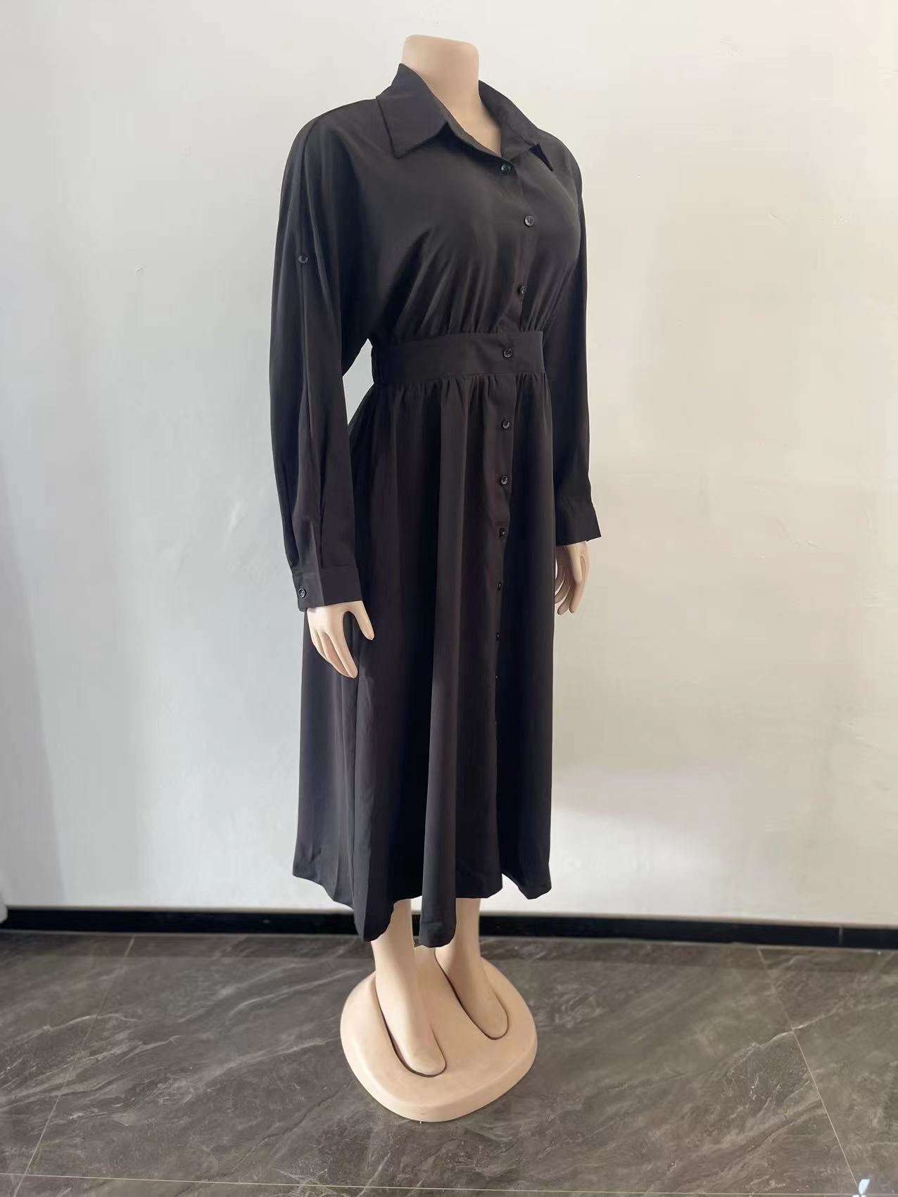 Women'S Dress Fashion Shirt Dress Tunic Loose Long Sleeve Long Dress 15